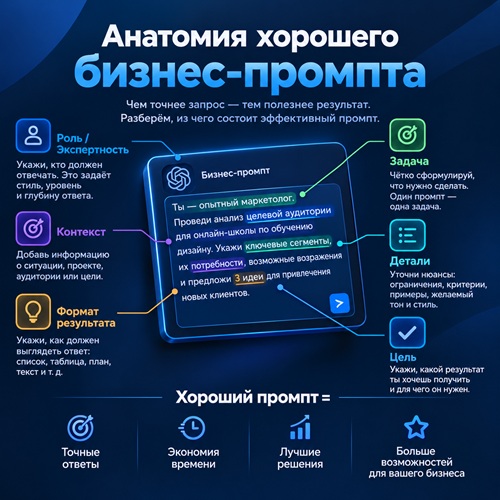 Анатомия хорошего бизнес-промпта — роль, контекст, задача, формат, примеры