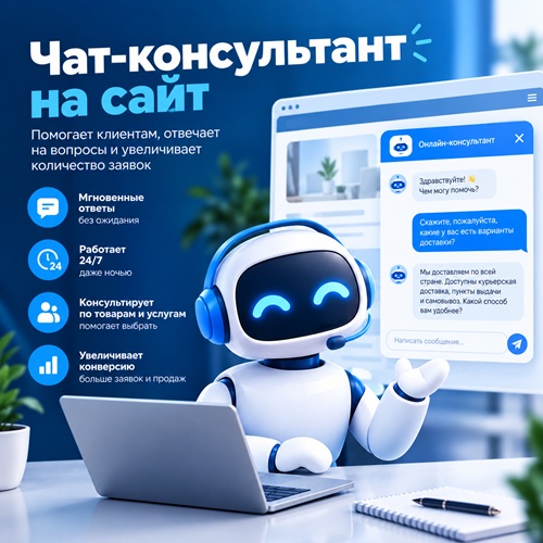 Чат-консультант на сайте — робот отвечает на вопросы клиентов и собирает заявки